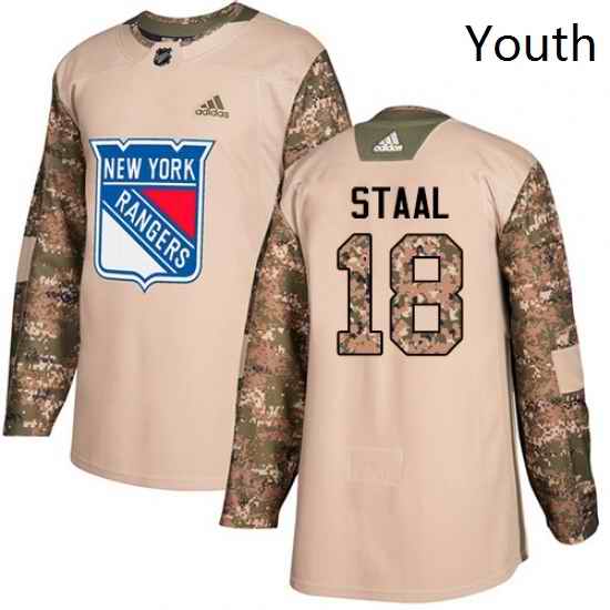 Youth Adidas New York Rangers 18 Marc Staal Authentic Camo Veterans Day Practice NHL Jersey